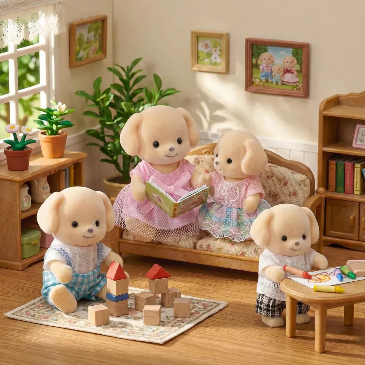 Forest Animal Family Doll Set, 4 Animals for Role-Play, Random Outfit Styles, Ideal as Holiday and Easter Gifts