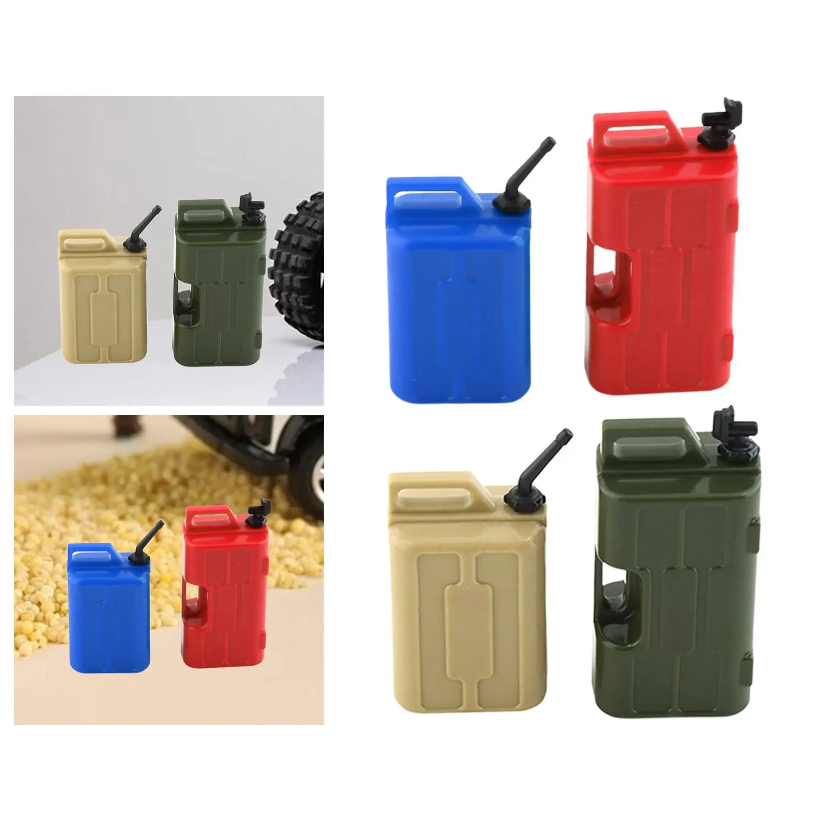 

2x 1/10 Scale Simulation Gas Fuel Can Set Decorative Lightweight Miniature Fuel Can Set RC Accessories for SCX10 1:10 Crawlers