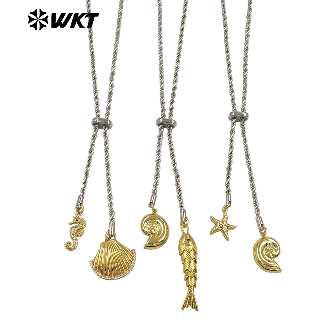 WT-JFN54 New Coming Yellow Brass Cubic Zircon With Real Gold Plated Three Style Necklace  For Women Precious Jewelry