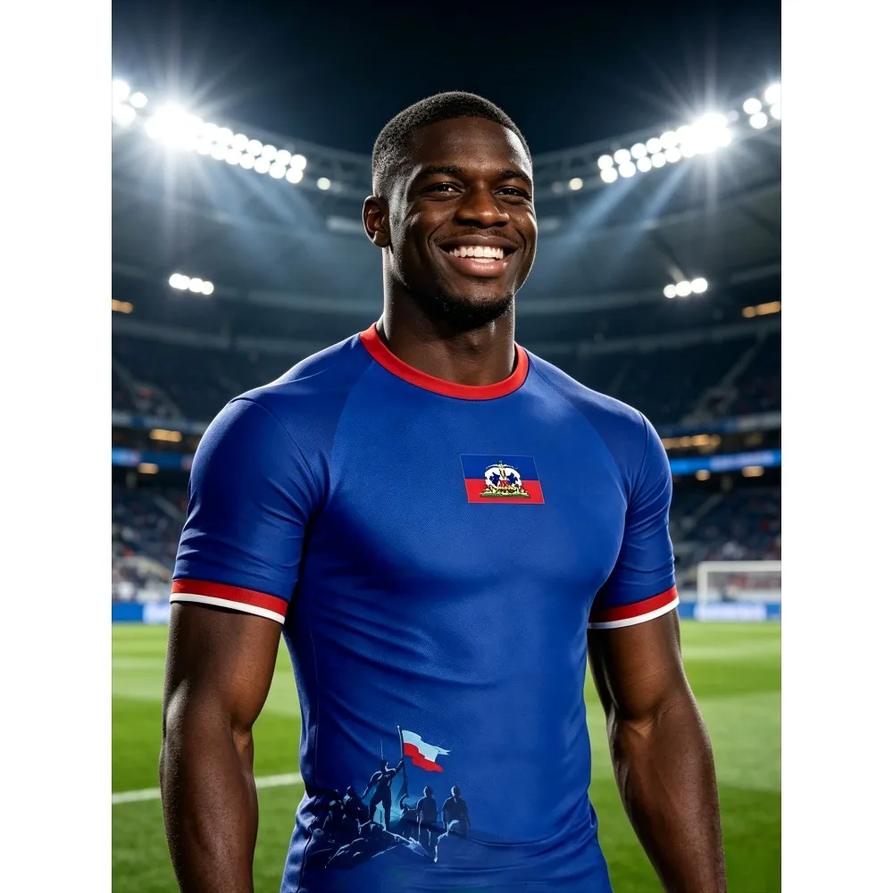 2026 New Haiti Football T-Shirt, Sports Casual Haitian Jersey, Flag Printed Short Sleeve for Men & Women, Ideal Gift