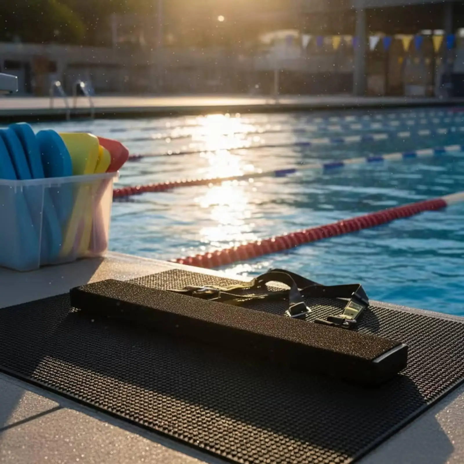 Backstroke Training Device with Straps Textured for Swimming Pools, Coaches
