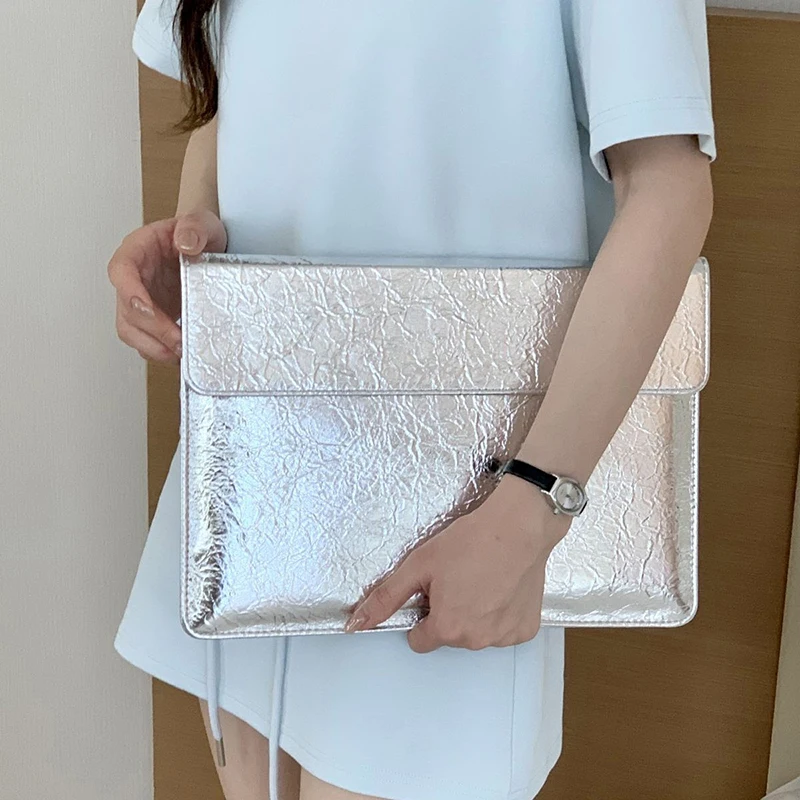 

PU Leather Sliver Laptop Sleeve Bag For Macbook For Thinkpad For DELL Unisex Notebook Computer Protective Handbag