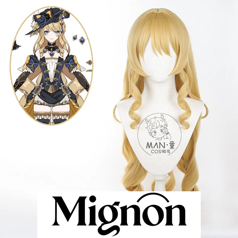 

Genshin Impact Navia cosplay wig long curly hair Roman curl simulation scalp Halloween gift