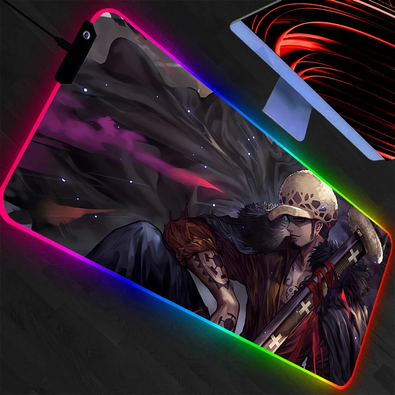 One Piece Backlight XXL Rubber Large PC Mousepad RGB Gamer Gaming Mouse Pads LED Desk Keyboard Mat Computer Mat Durable