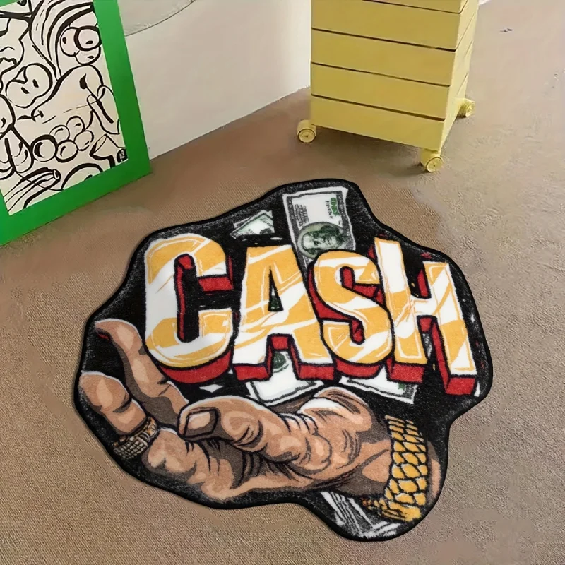 Point molded velvet base Gram Weight1100g Thickness11mm 1Pieces Living Room Area Rug Holding a U.S. dollar billcashCreative and