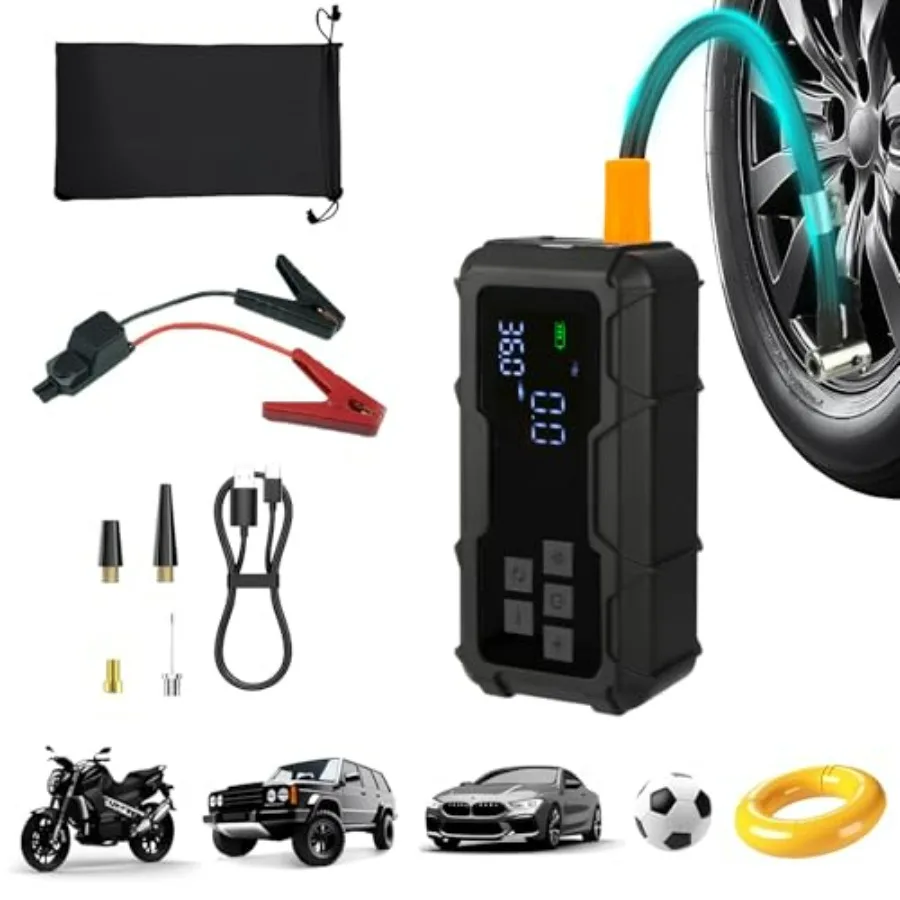

Portable Air Compressor Tire Inflator with Digital Pressure Gauge 150 PSI LED Light Fast Inflation Auto Shut Off for Bike Motor