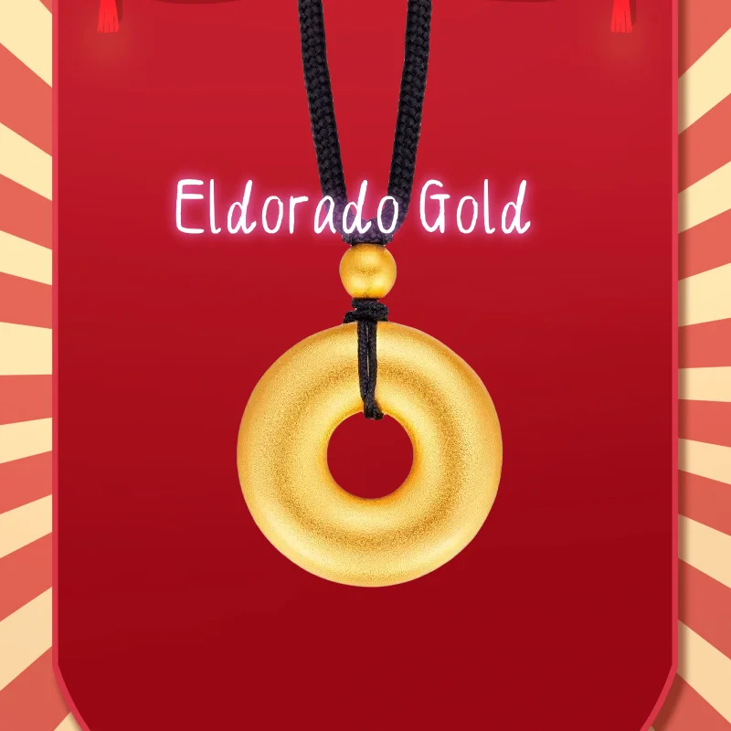 

2025 2025 9999 Real Gold 24K Ethnic Style Ancient Law Inheritance Pendant Male and Female Vegetarian Circle Necklace Pendant Nec