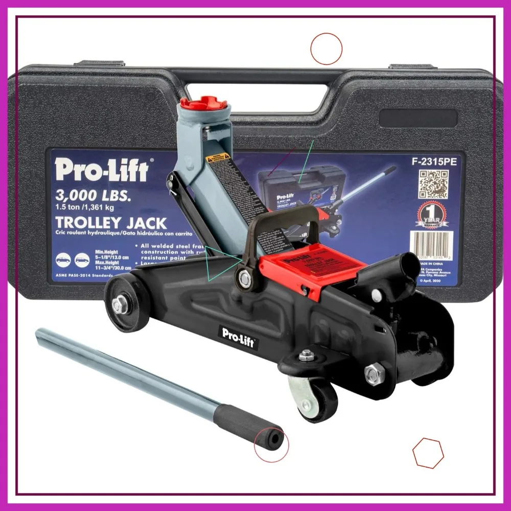 

3000 LBS Hydraulic Trolley Jack Car Lift with Blow Molded Case, 12 Inch Height, Black