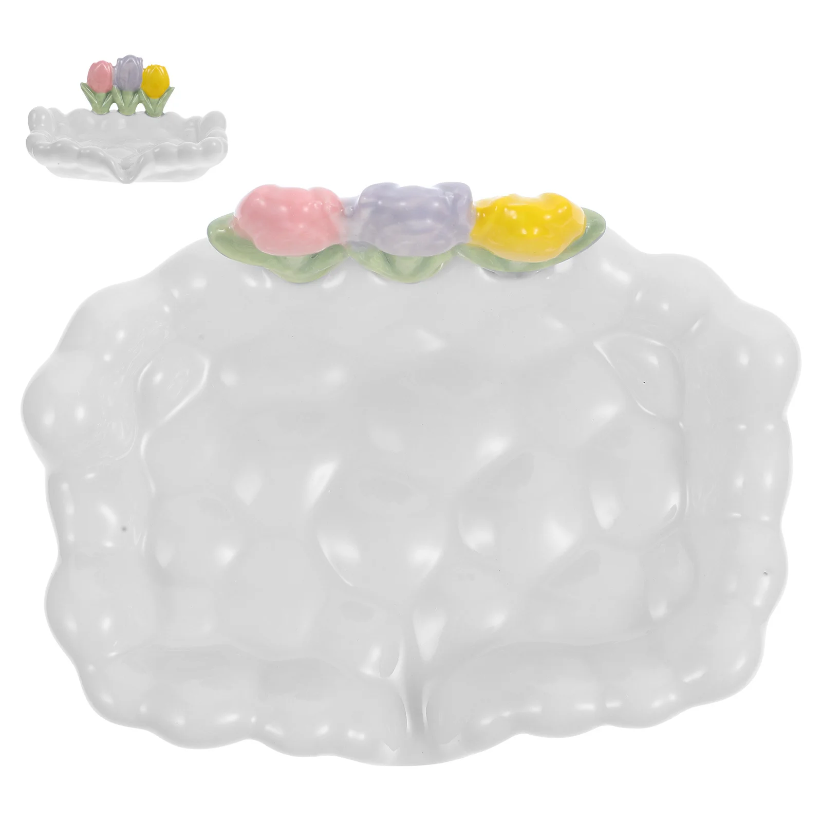 

Countertop Soap Tray Holders Self Draining Shower Dish Ceramic Self-draining Easy Clean