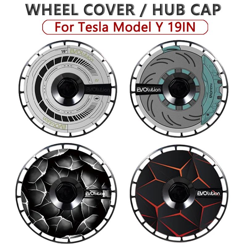 19 Inch Wheel Cover Hubcaps 4PCS Set DIY Replacement Stickers Change Style For Tesla Model Y 2021 to 2023 Wheel Protection