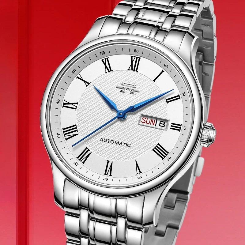 

Оригинальные автоматические механические часы Beijing Watch с классическим римским календарем и прозрачной задней крышкой, повседневный подарок для мужчин