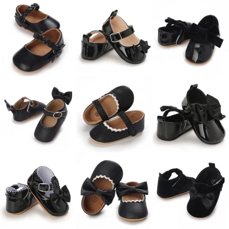 Spring and Autumn Black Noble Princess Shoes 0-12 Months Bab