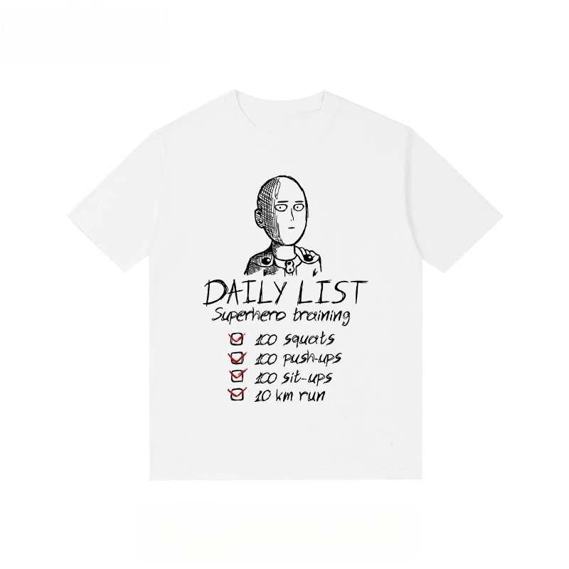 

One Punch Супермен Сайтама Учитель Периферийная футболка с коротким рукавом Японское аниме Периферийные устройства Мужская летняя футболка с половиной рукава