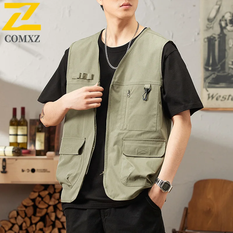 Hiking Camping Fishing Vest Men's 2025 New Cotton Breathable Sleeveless Workwear  Jacket Outdoor Clothing Multi-Pocket Waistcoat