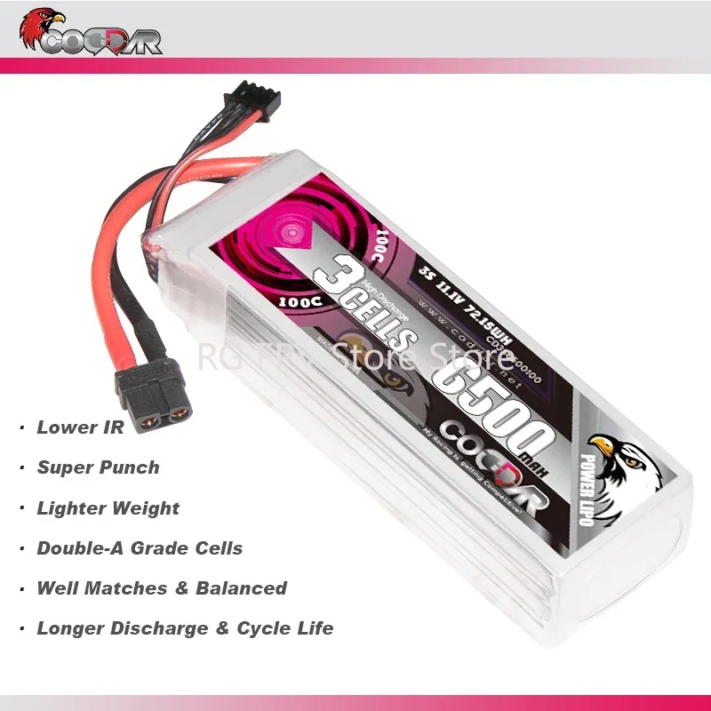 

CODDAR 6500MAH 3S 11.1V 100C UAV Model Aircraft FPV RC Car Lithium Battery lipo