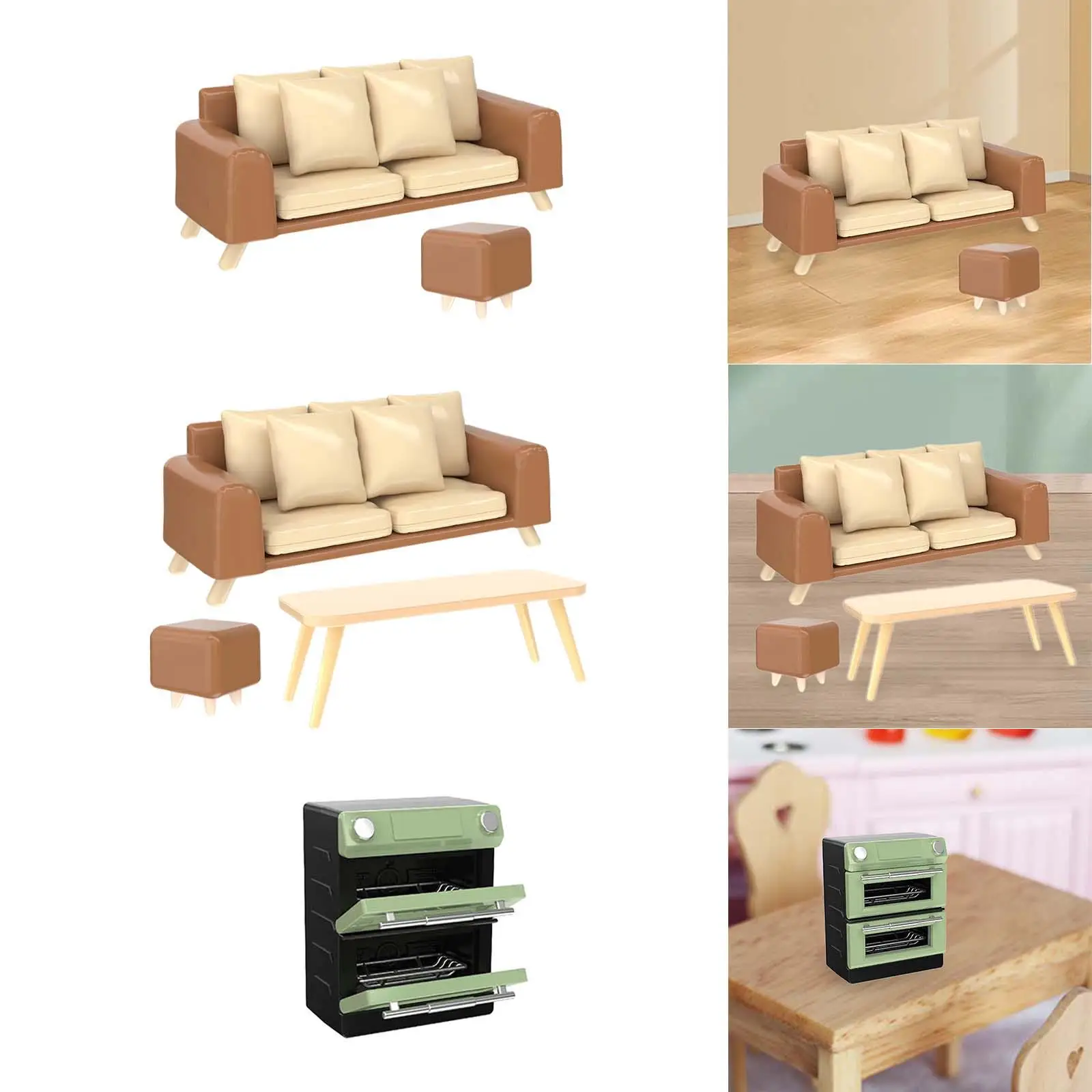 Miniature Sofa Craft Miniature Dollhouse Couch for Ornaments Micro Landscape