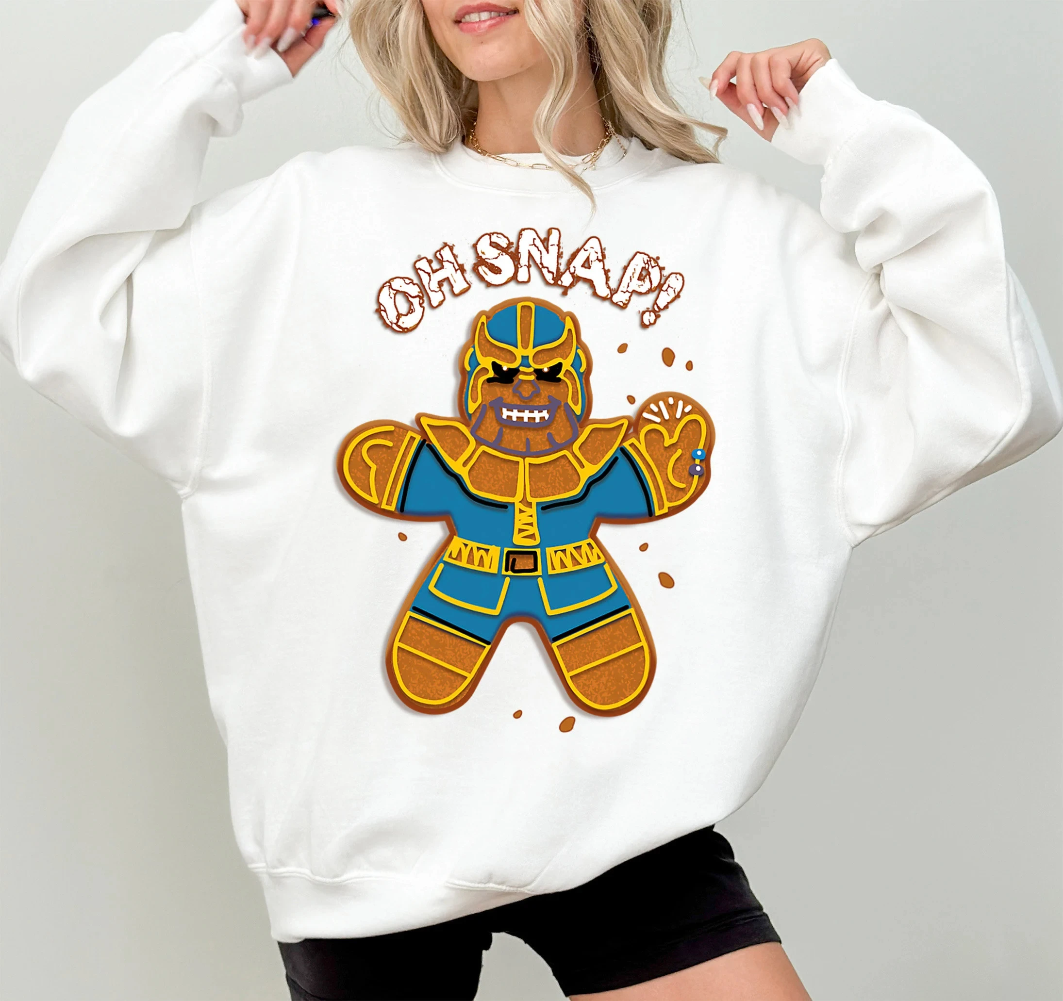 

Рождественская рубашка Marvel Thanos Gingerbread Oh Snap, футболка с изображением Мстителей Marvel, одинаковые рождественские семейные рубашки Disneyland