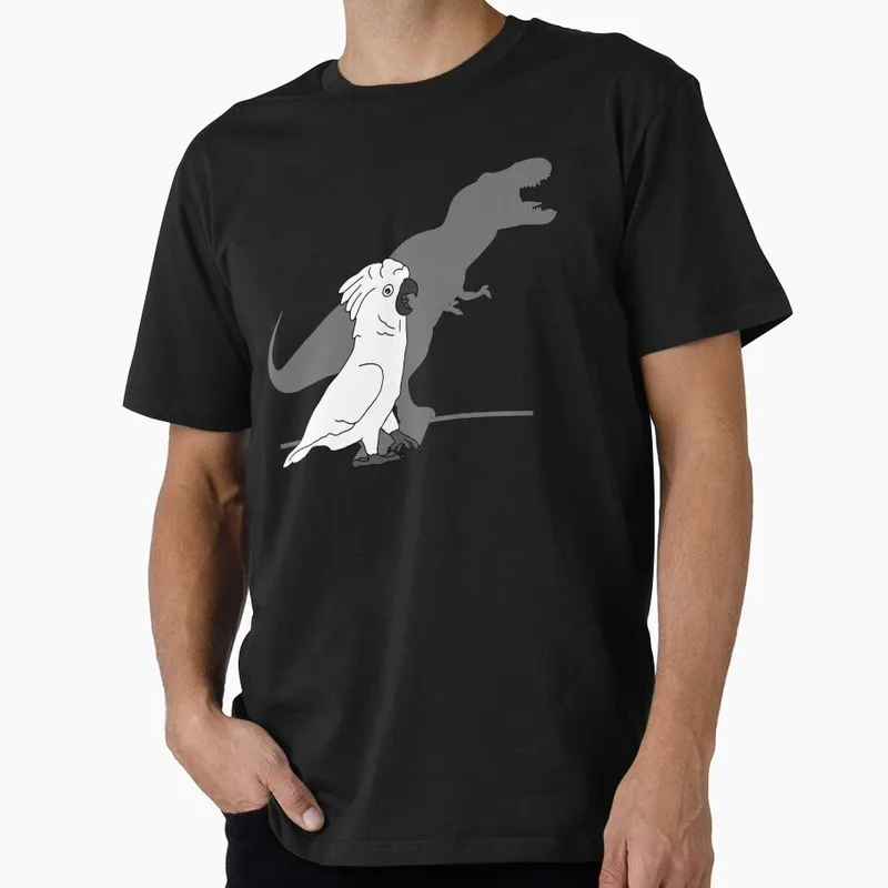 0730 cockatoo Parrot Gift T-shirt for Birds lover Funny T-Rex Dinosaur Shadow Graphic Clothes All Size Tops Unisex Tee S-6XL