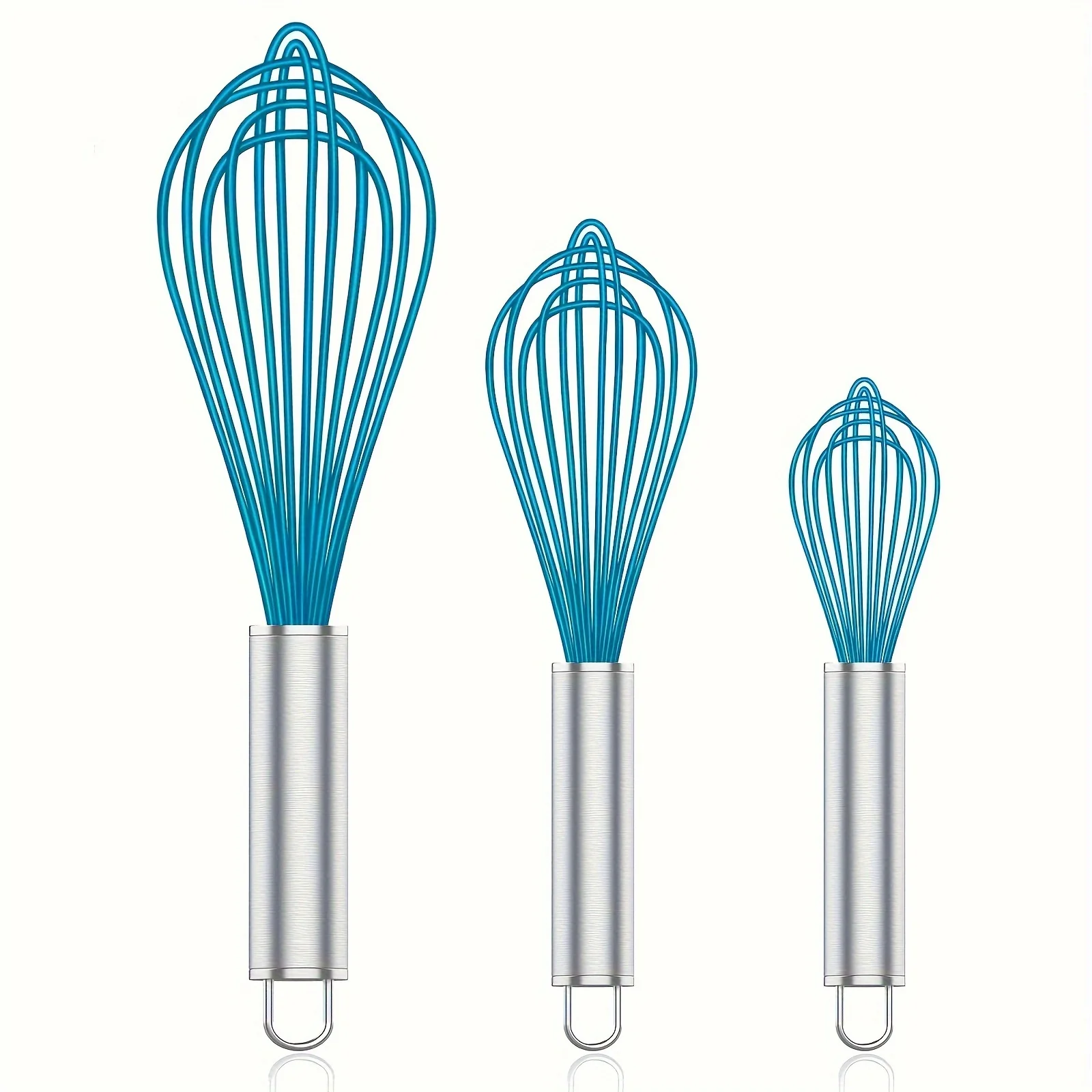 Silicone Whisk para Anti-Scratch, Aço inoxidável e Silicone Wisk, Whisks Profissionais, Borracha Plástica, Ferramenta de Culinária Nonstic