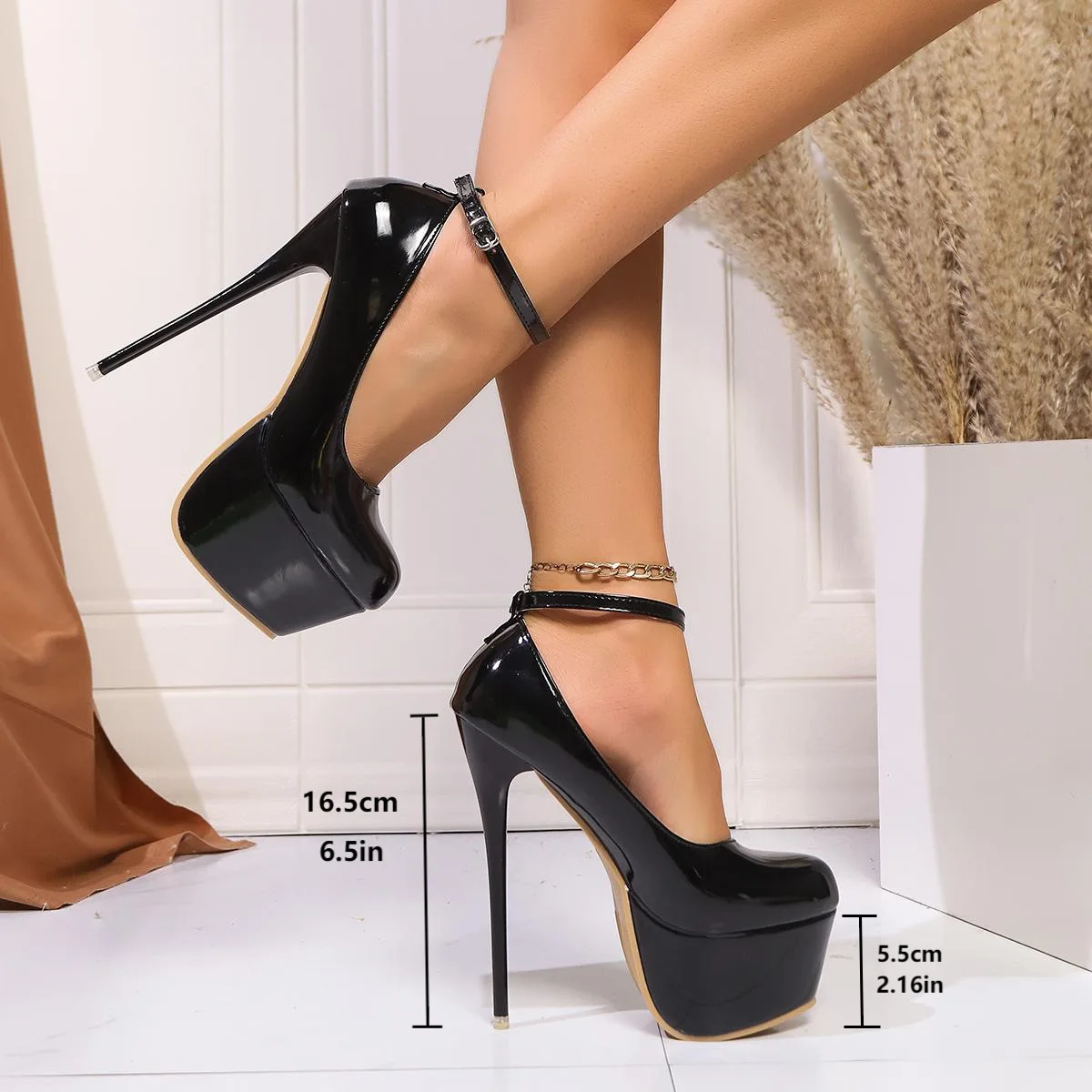 Sexy Supper High Heels Platform Sandals For Women Buckle Strap Open Toe Woman Pumps Wedding Banquet Dress Shoes Plus Size 35-48