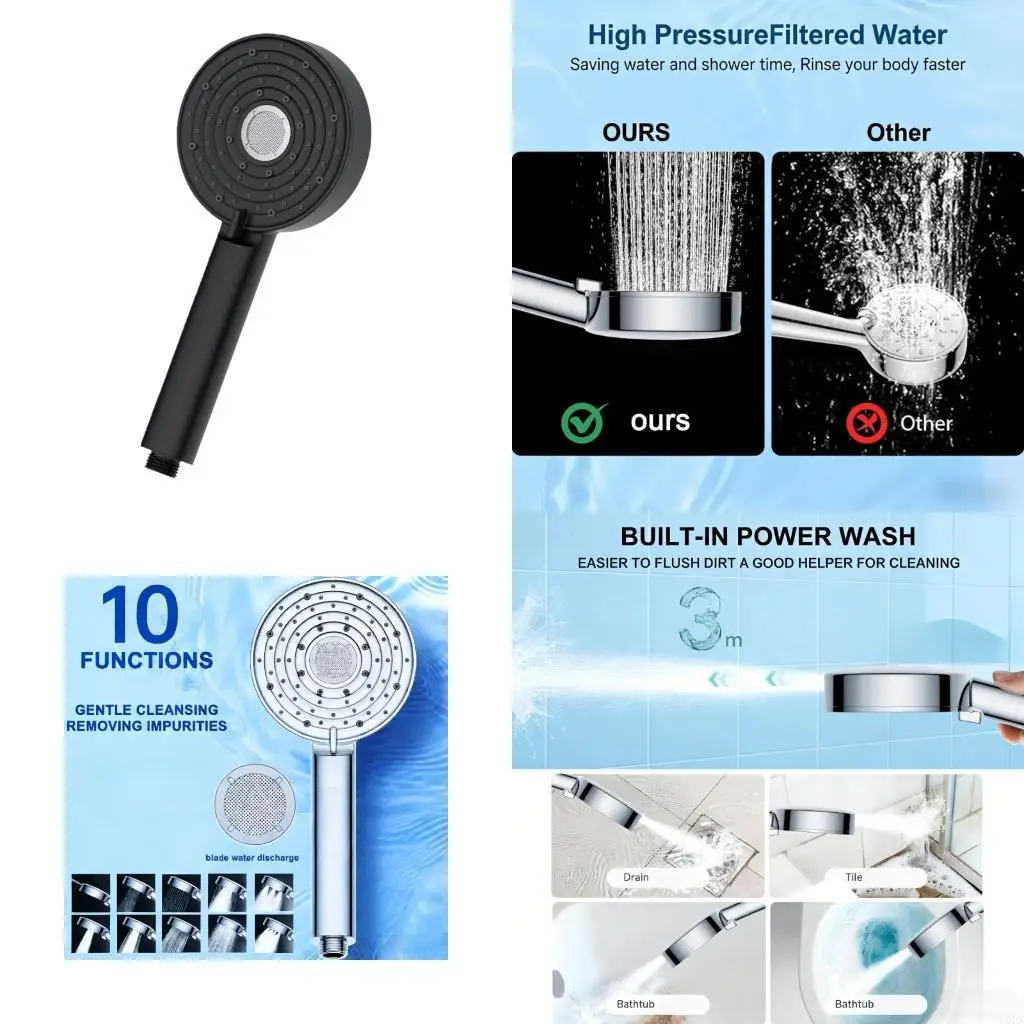  ABS Component Shower Head 10 Functions Pressure Flows Experience for House