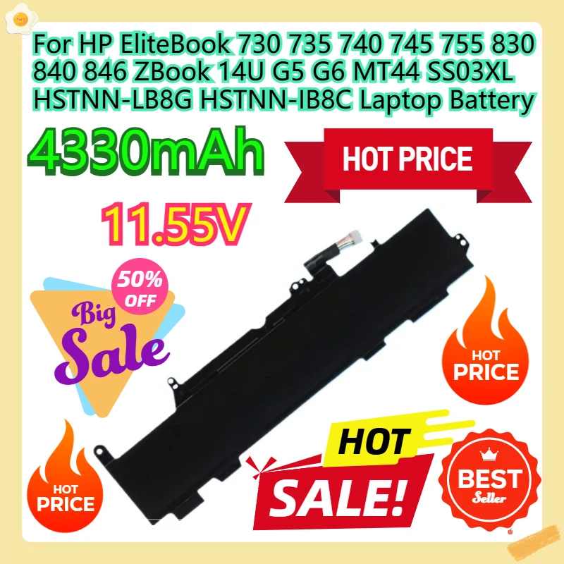 

For HP EliteBook 730 735 740 745 755 830 840 846 ZBook 14U G5 G6 MT44 SS03XL HSTNN-LB8G HSTNN-IB8C Laptop Battery