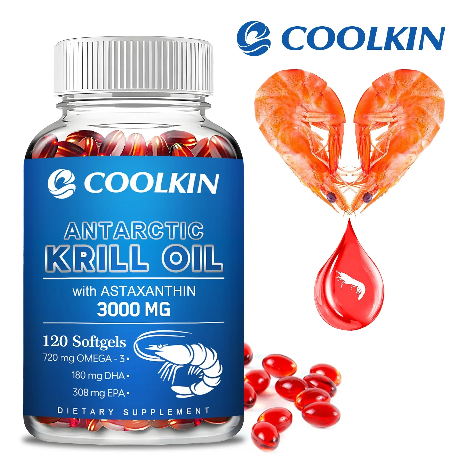 

Antarctic Krill Oil - Supports Heart, Brain, Bone and Eye Health, Relieves Joint Pain