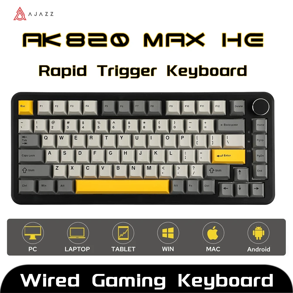 

AJAZZ AK820 MAX Wired HE Effect Magnetic Switch Gaming Keyboard Gasket Structure Full-Key Hot-swappable For E-Sport RGB Keyboard
