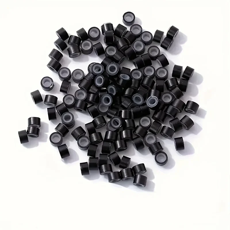 500Pcs Hair Extentions Micro Rings Links Beads 5mm Silicone Lined Beads for Human Hair Extensions Tool-Multi-colored