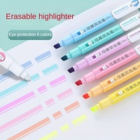 6pcs Creative Erasable Highlighters Pastel Markers Dual Tip Fluorescent Marker Pen for Art Drawing Doodling Marking Supplies