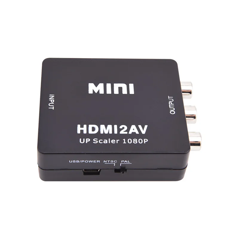 HDMI-Compatible TO AV Scaler Adapter HD Video Composite Converter Box HD to RCA AV/CVSB L/R Video Support NTSC PAL