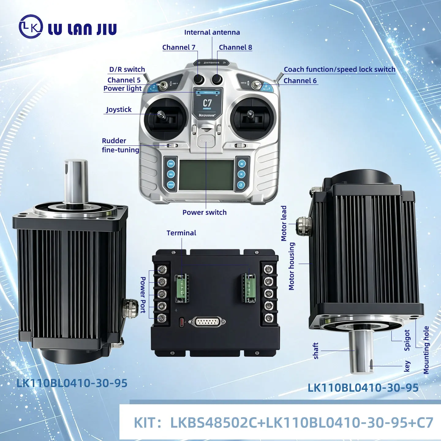 BLDC Motor 48V1000W3000RPM Kit with Driver LKBS48502C