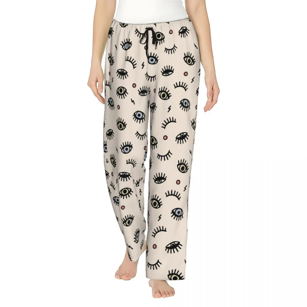 Women's Pyjama Pants Closed Eyes Pattern Lounge Pants Stretch Sleep Bottoms Home