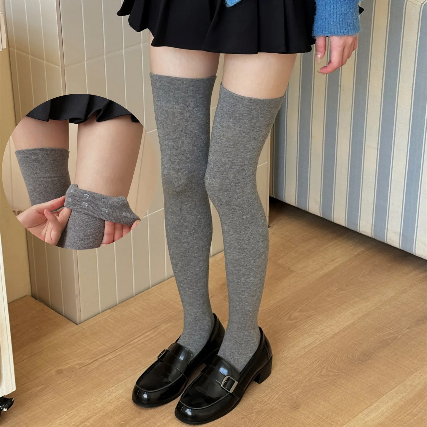 

JK Girl Высокие носки до бедра Осенние и зимние носки до середины икры в студенческом стиле Японские вязаные хлопковые гольфы Чулки до бедра