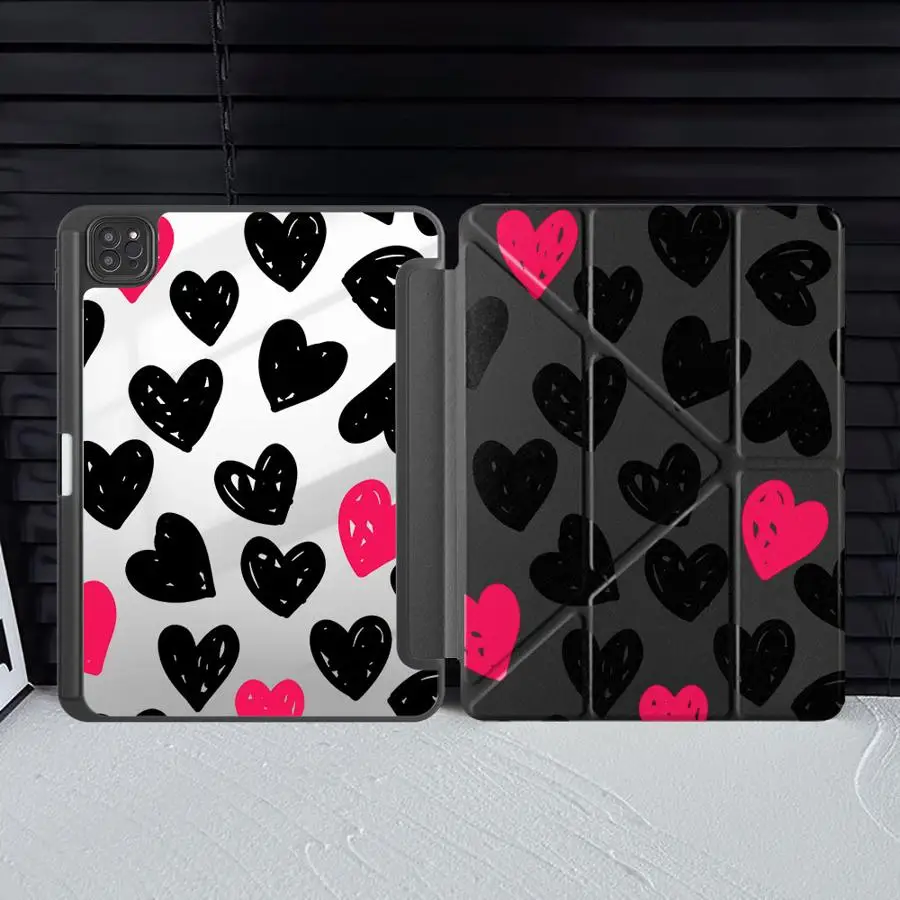 Holder Cover Tablet Case For iPad Air 4 5 M3 M2 M4 11inch Pro 2025 Pro 11 10 9 8 7 th 12.9inch Mini 6 7 Doodle Hearts