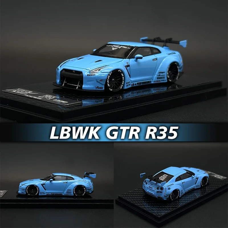 

404 Erro 1:64 LBWK GTR R35 Bright Blue Resin Diorama Car Model Collection Miniature Toys