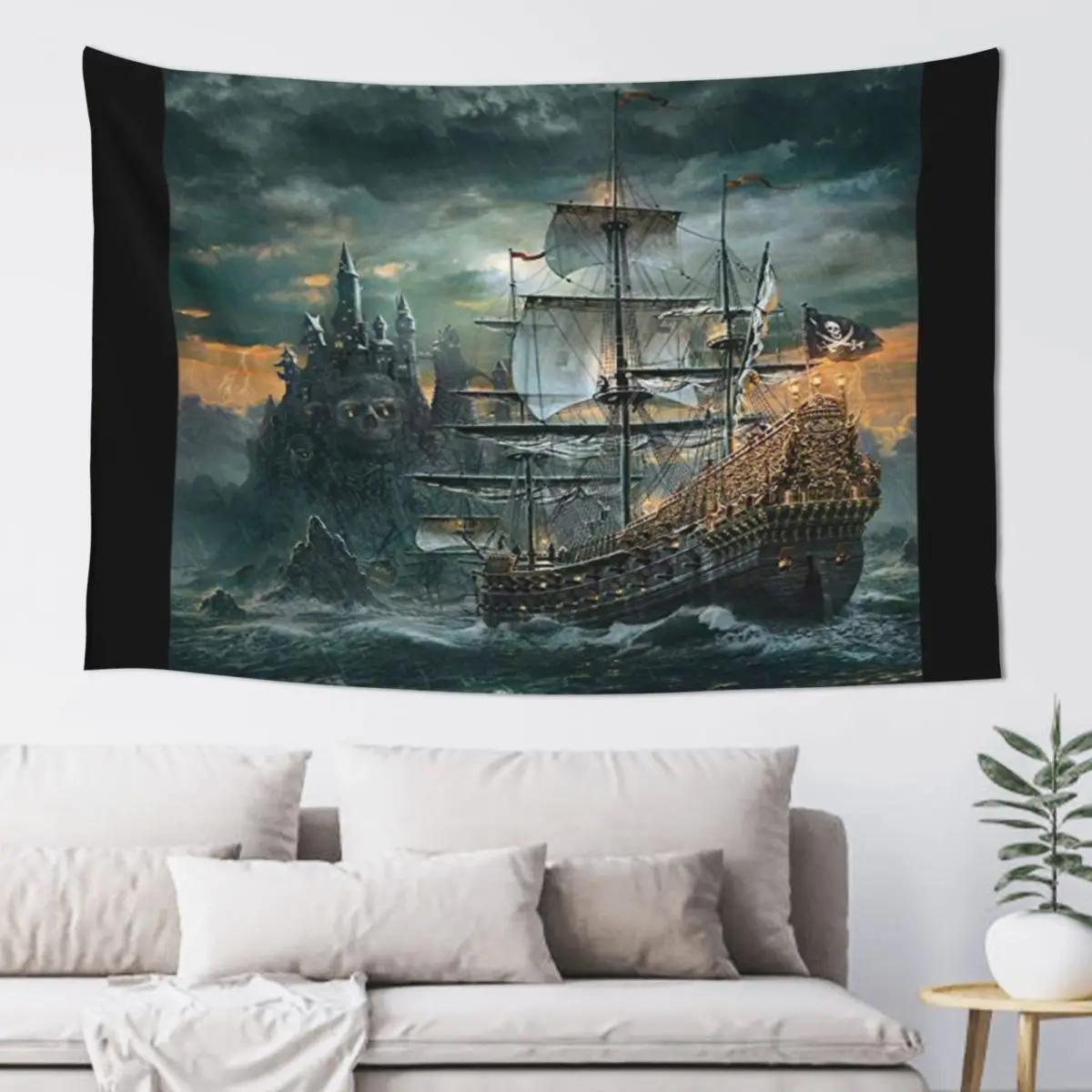 

Ghost Ship night - digital drawing - color Tapestry Bedroom Organization And Decoration Decorative Wall Bathroom Decor Tapestry