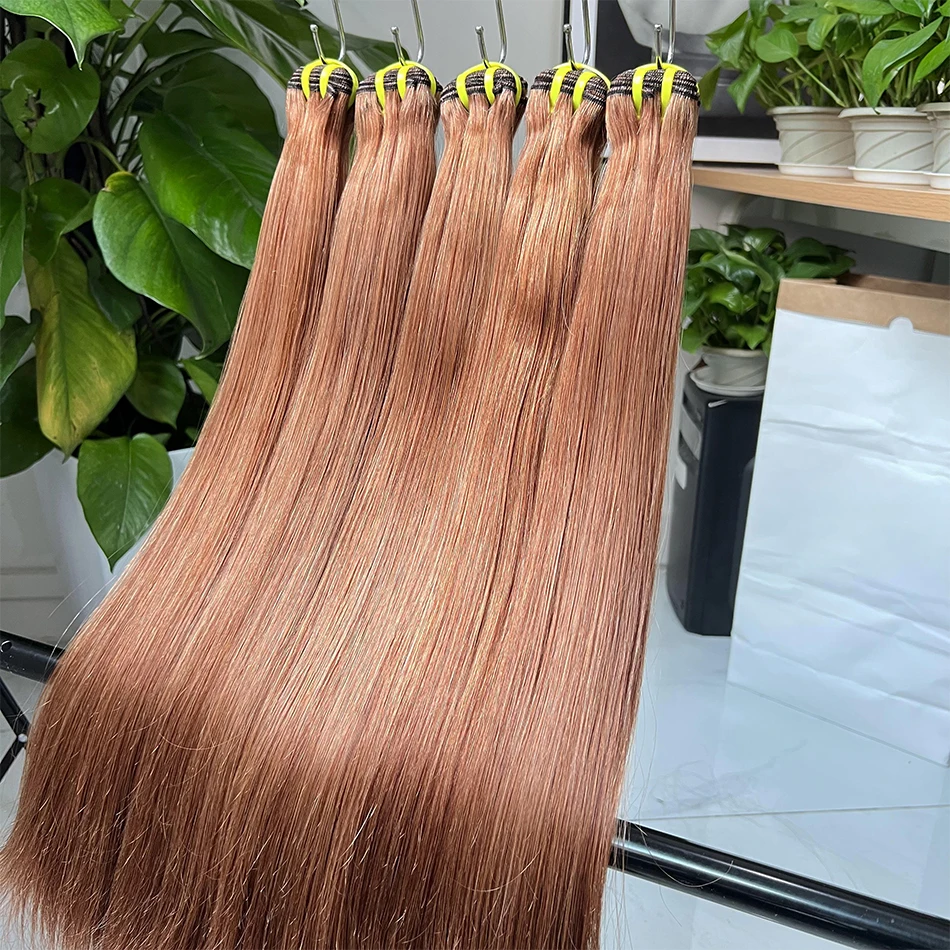 Yiwigs #30 Double Drawn 100% Human Hair Bundles Light Brown Color Bone Straight Raw Hair Weave Extensions