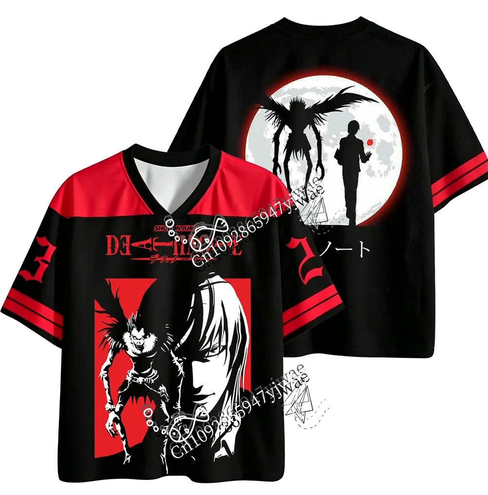 Death Note Light Yagami Ryuk 3d Printed Jersey V-Neck Casual Streetwear Outdoor Sports Shirt Summer Men'S Women'S T-Shirt