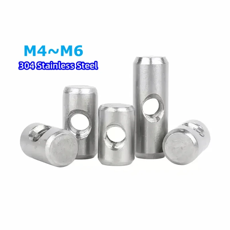 304 Stainless Steel Barrel Bolts Cylindrical Pin Dowel Cross Hole Hammer Embedded Nut for Wood Furniture Accessories M4 M5 M6