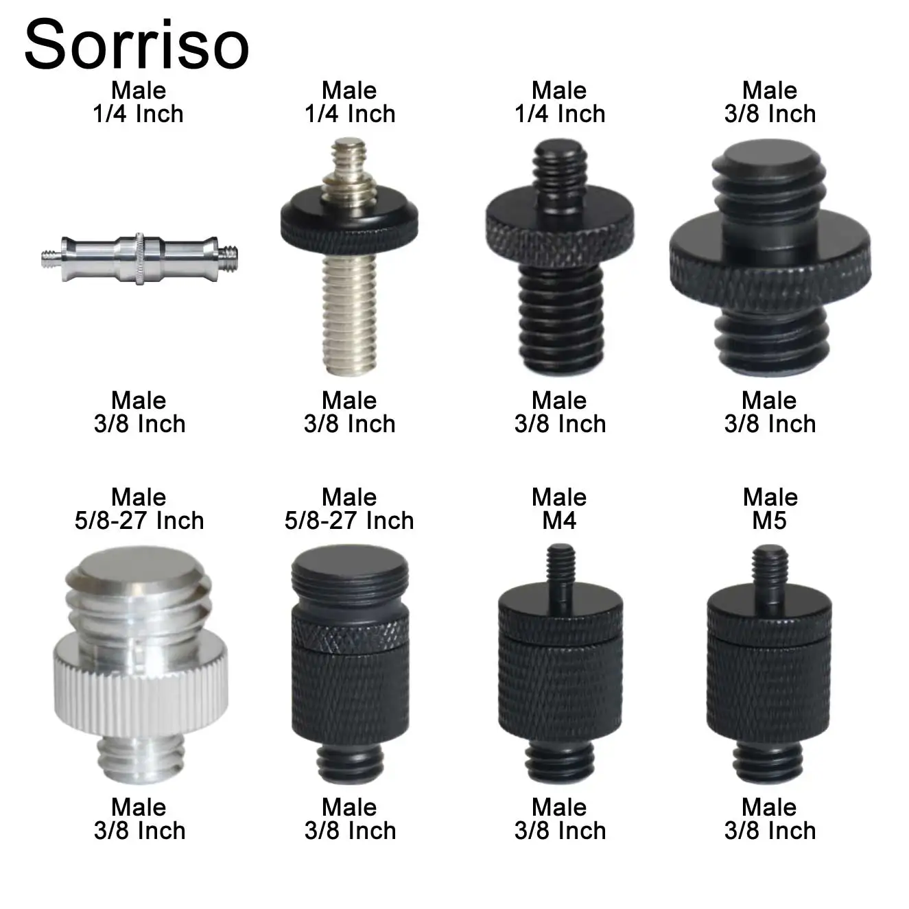 Sorriso DSLR용 범용 카메라 삼각대 마운트 어댑터 외부 스레드, 3/8 - 16 인치-1/4 인치 5/8 M4 M5 M6 M8 M10 M12 수 나사
