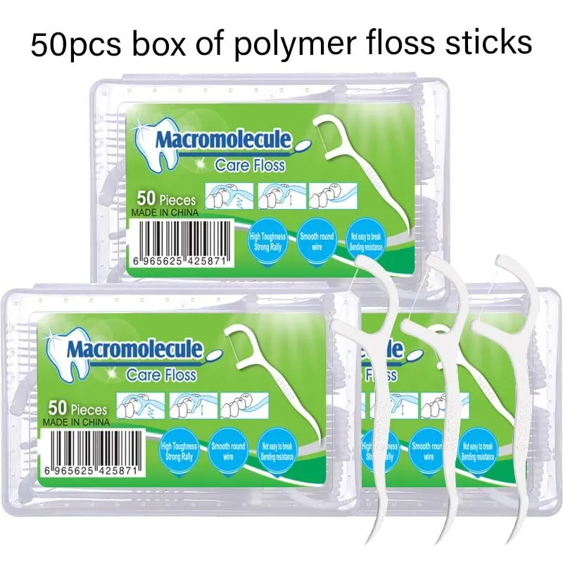 3 PCS Polymer Floss Stick High Tensile Floss Oral Care Floss Stick Disposable Toothpick Dental Supplies Ultra-fine Floss