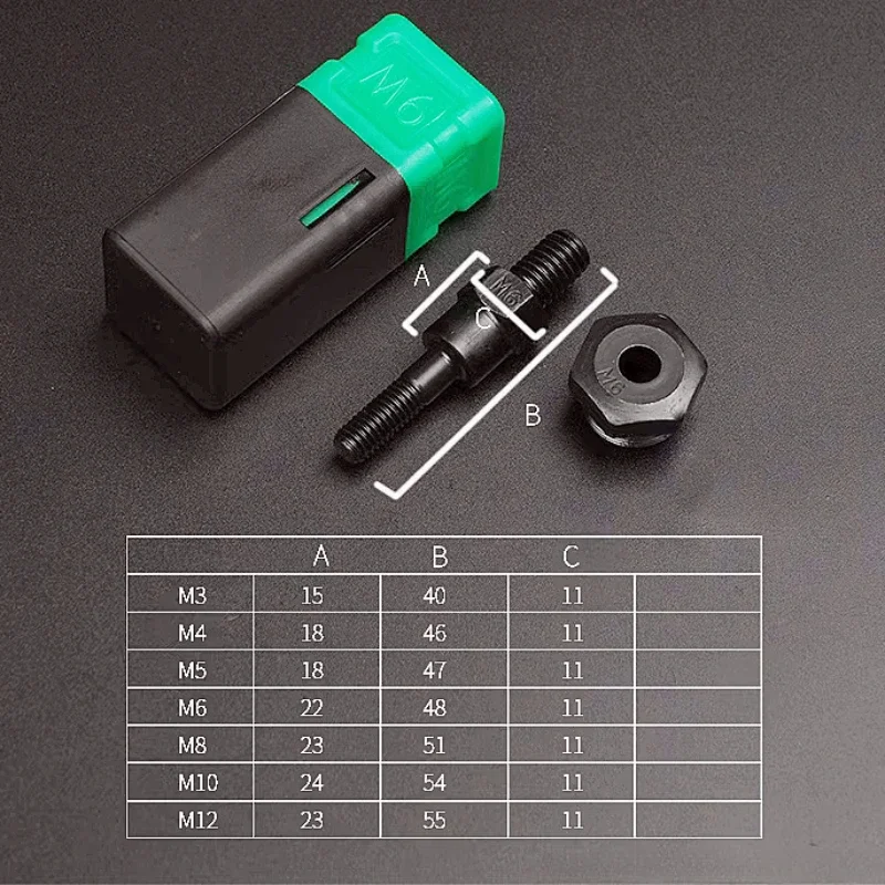 M3 M4 M6 M8 M10 M12 Mandrel Riveter Machine Threaded Mandrel Rivet Nut Adapter Pull Rod Riveter Riveting Heads Rivnut Tool