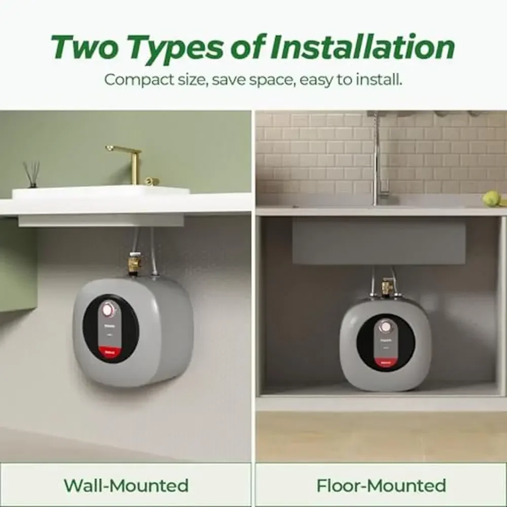 حزمة سخان مياه كهربائي صغير الحجم مدمج 2.5/4.0 جالون ماء ساخن فوري من الفولاذ المقاوم للصدأ عالي الكفاءة معتمد من CSA