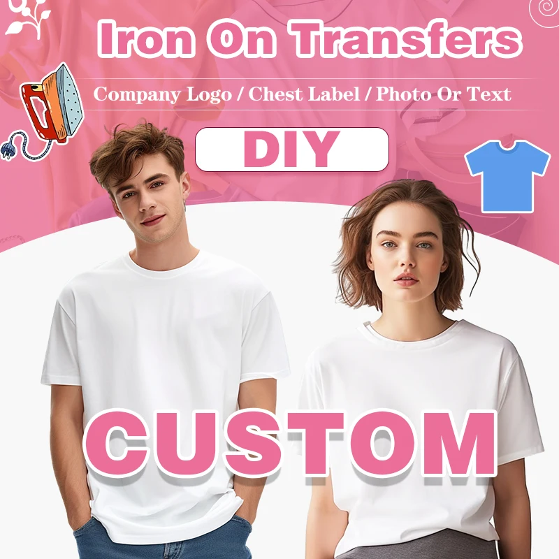 Custom Picture Text Chest label Iron on Sticker Applique for Cloth Firm Fadeless Washable Easy to Use DIY Decoration Accessories