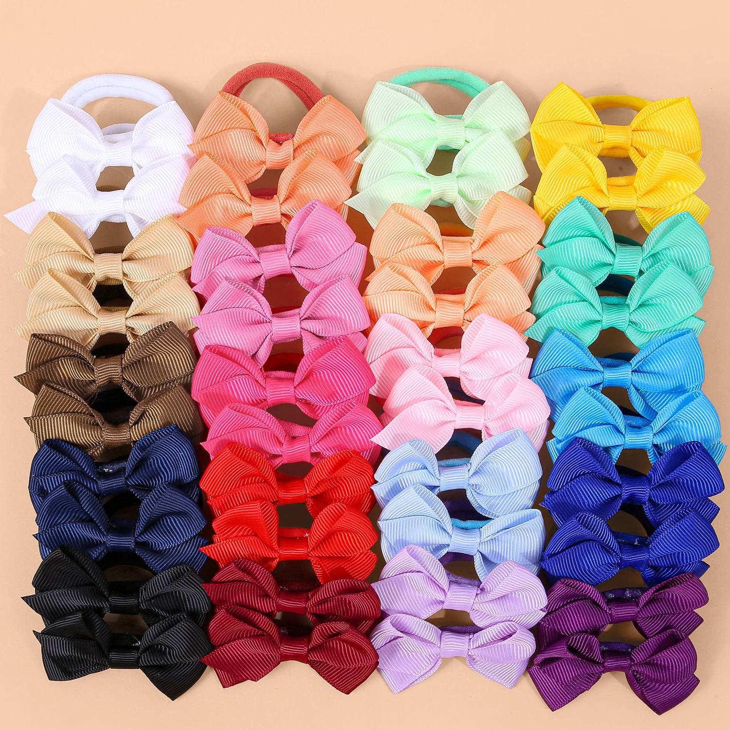 

10/40pcs Satin Bow Nylon Elastic Hair Band For Girls Cute Soft Ponytail Hair Band For Kids Women Daily School Hair Accessories