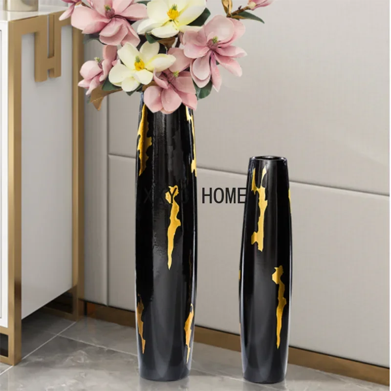 

Decorative Luxury Vase Ceramic Flower Floor Pots Wedding Living Room Plants Vases Modern High Golden Jarrones Home Decor OA50HP