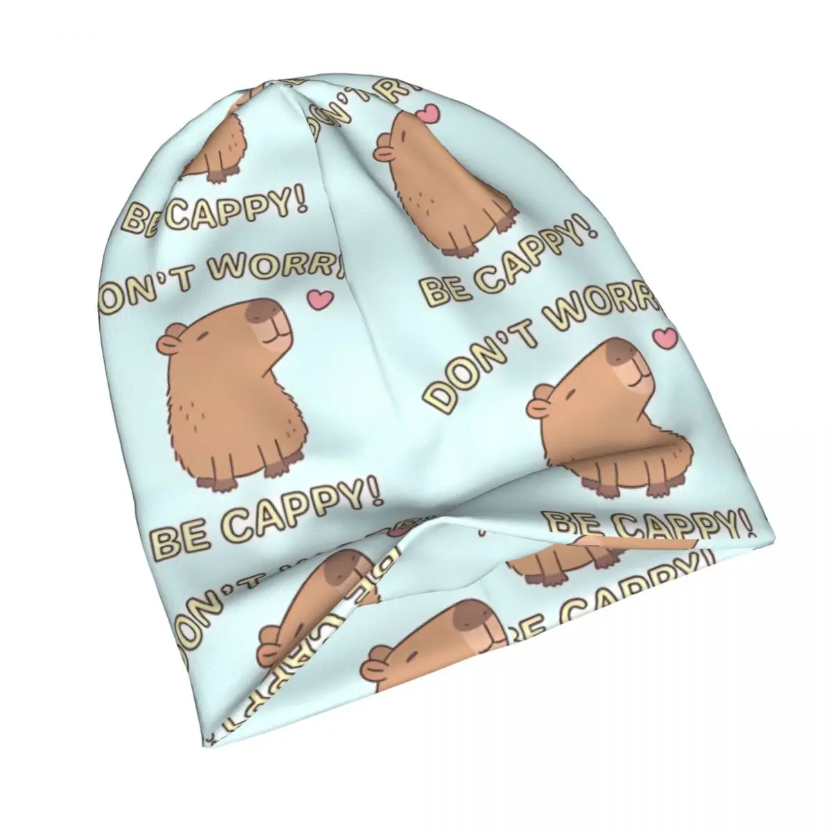 Capybara Cartoon Skullies Beanies Caps Funny Don't Worry Happy Thin Hat Autumn Spring Bonnet Hats Men Women's Hip Hop Ski Cap