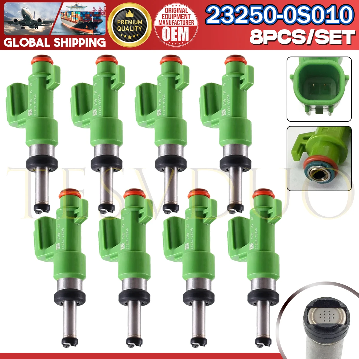 

8Pcs 12-Hole Fuel Injectors 23250-0S010 23250-09110 23250-39135 For TOYOTA NA Tundra 5.7L 3UR
