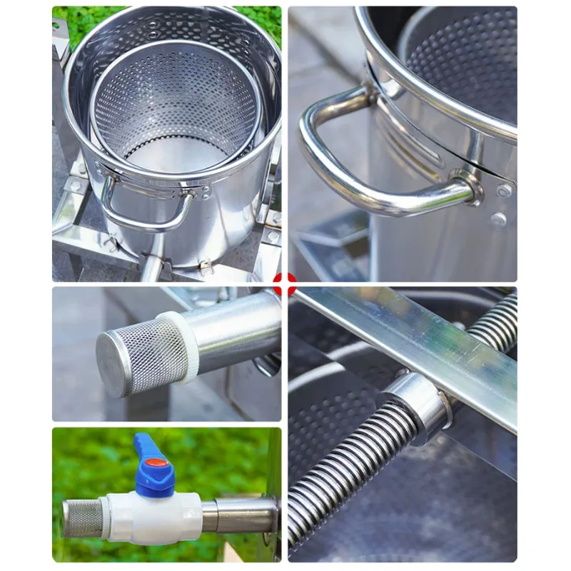 Household Honey Press Machine, Stainless Steel Honey Squeezer with Bucket Lid for Raw Honey Processing